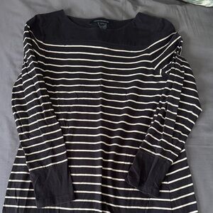 French ConnextionNavy and White Striped Long Sleeve Mini Dress
